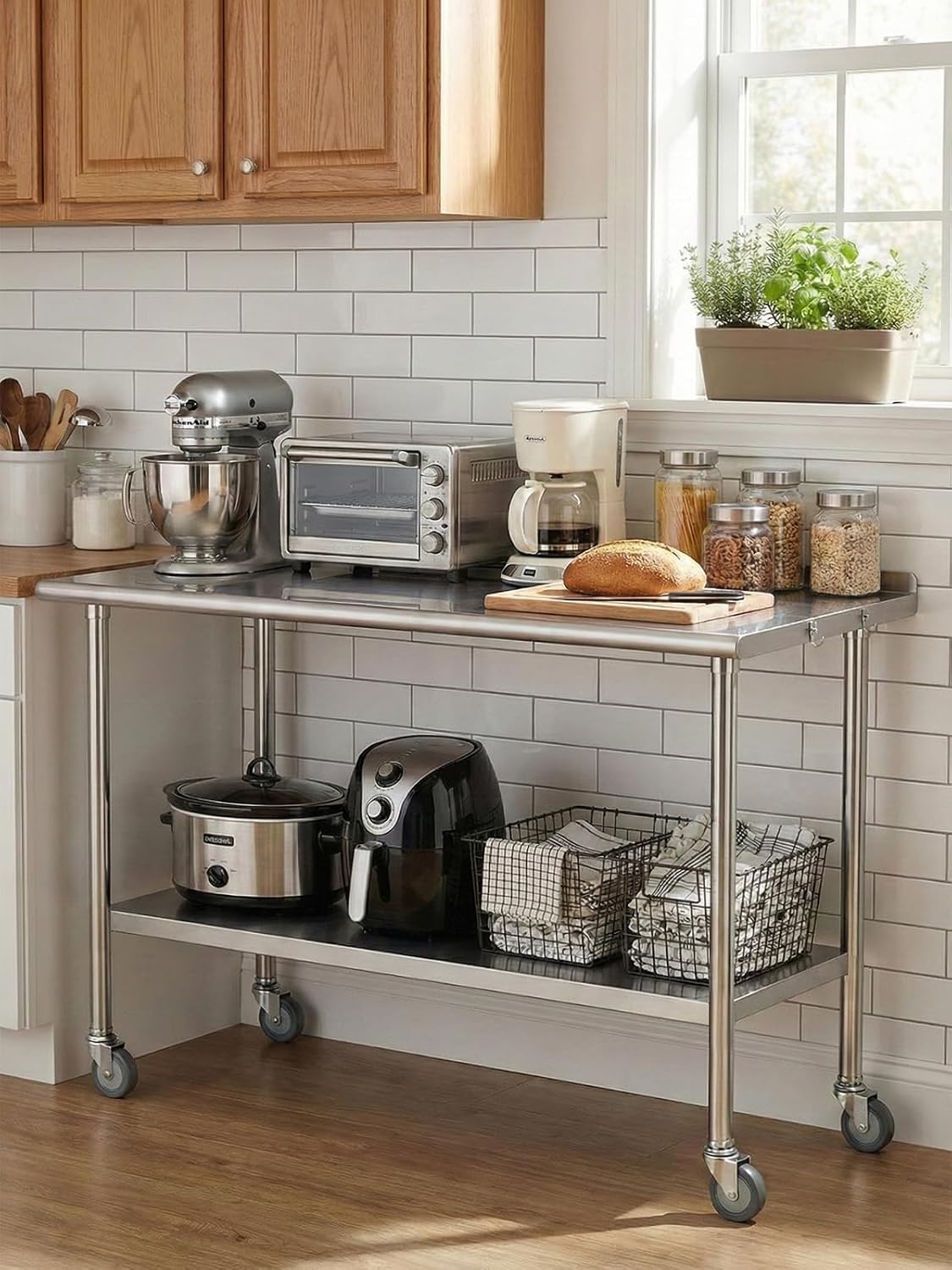 طاولة تحضير متحركة من الفولاذ  - مراجعة Commercial Kitchen Backsplash وسعره