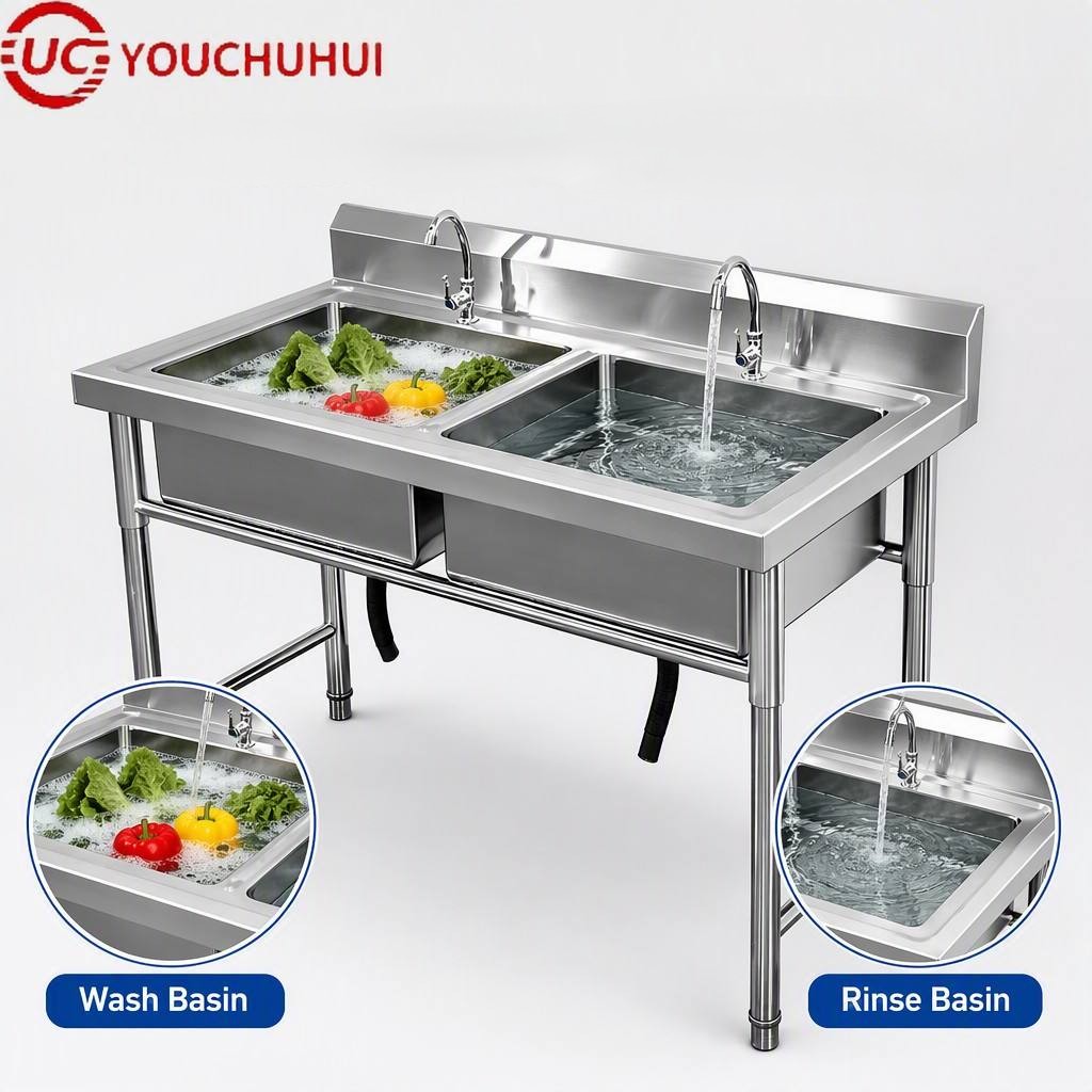حوض مطبخ تجاري قائم بذاته مزدو - مراجعة Commercial Kitchen Backsplash وسعره