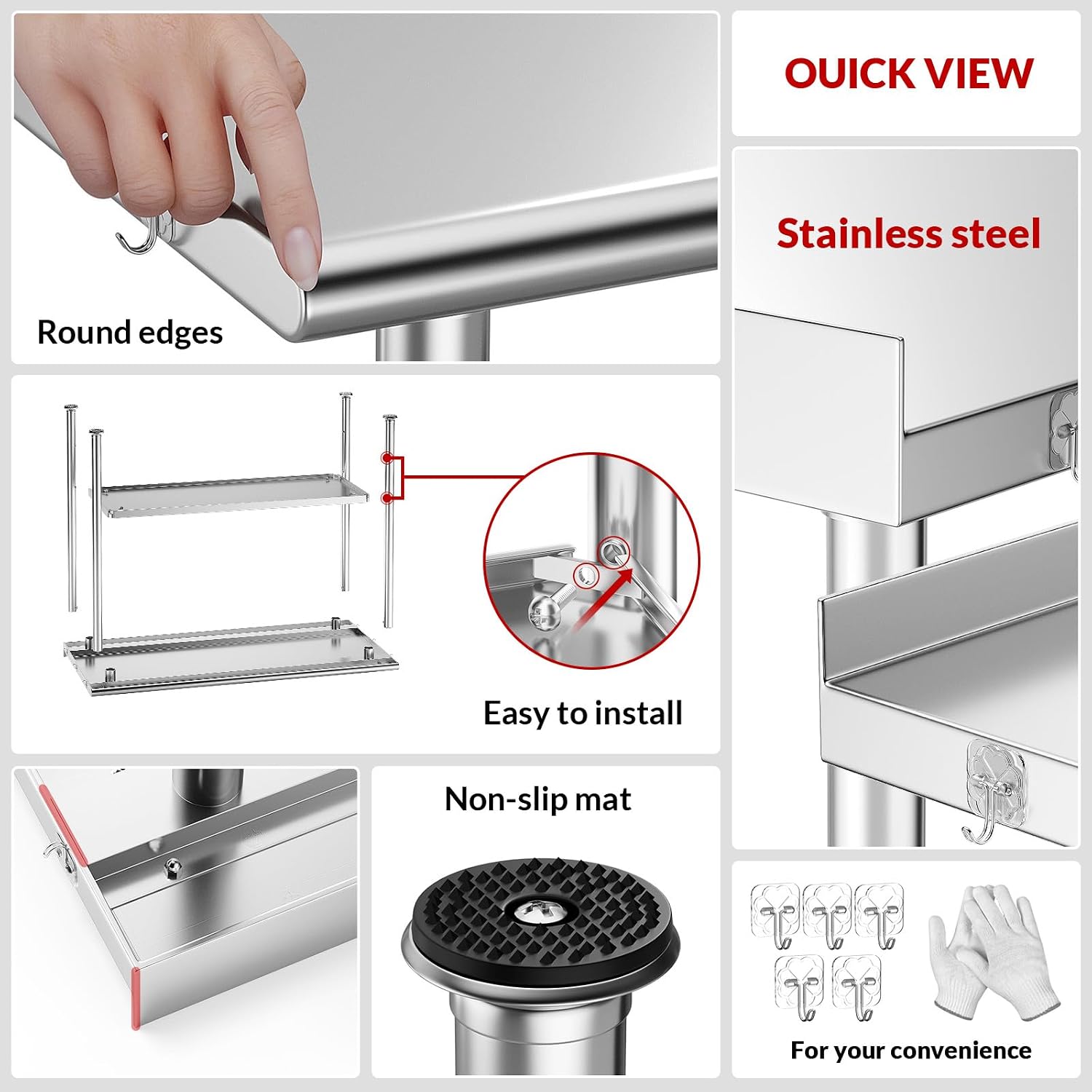 طاولة تحضير الطعام من الفولاذ  - مراجعة Commercial Kitchen Backsplash وسعره