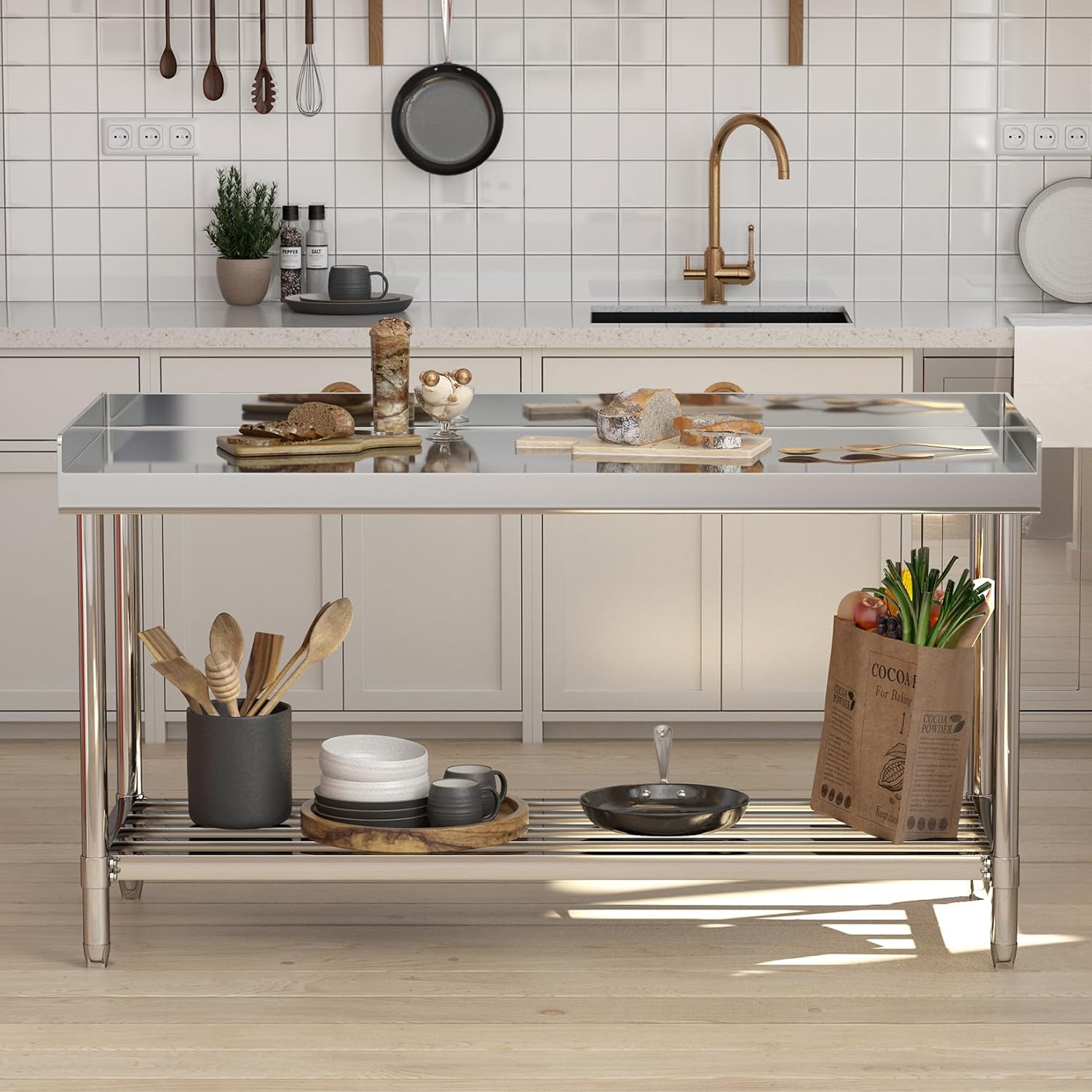 طاولة عمل من الفولاذ المقاوم ل - مراجعة Commercial Kitchen Backsplash وسعره
